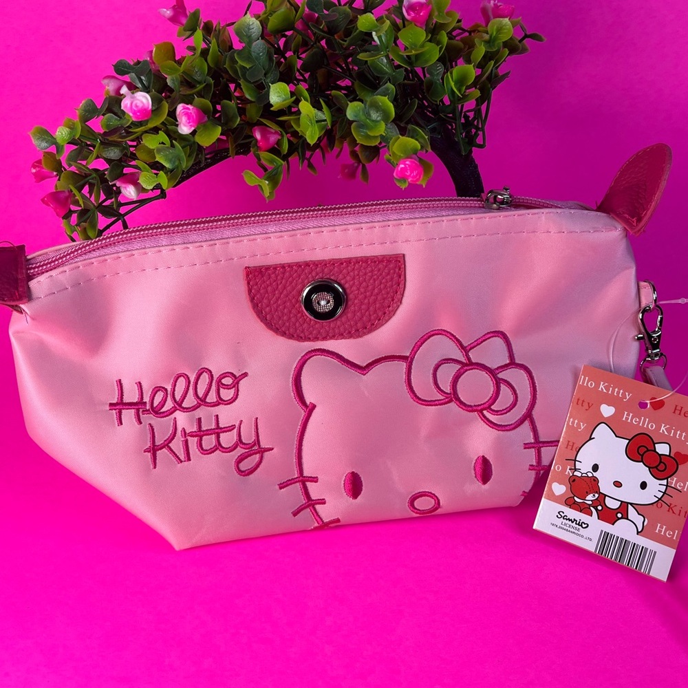 Pink Hello Kitty Makeup Bag, Waterproof Sanrio Cosmetic Pouch 28cm x 11cm,Kawaii